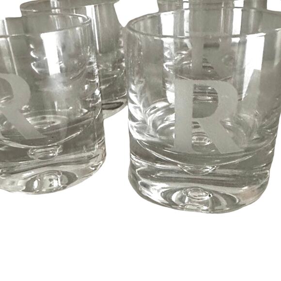 Personalized Crystal Double Old Fashion Glasses Set/4 Times Square Initial - Picture 2 of 5